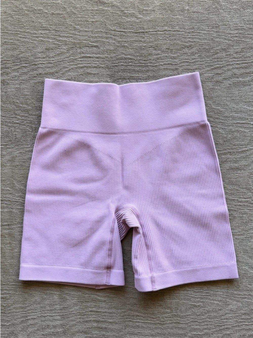Dusty Pink High-Waist Ribbed Bike Shorts - Small